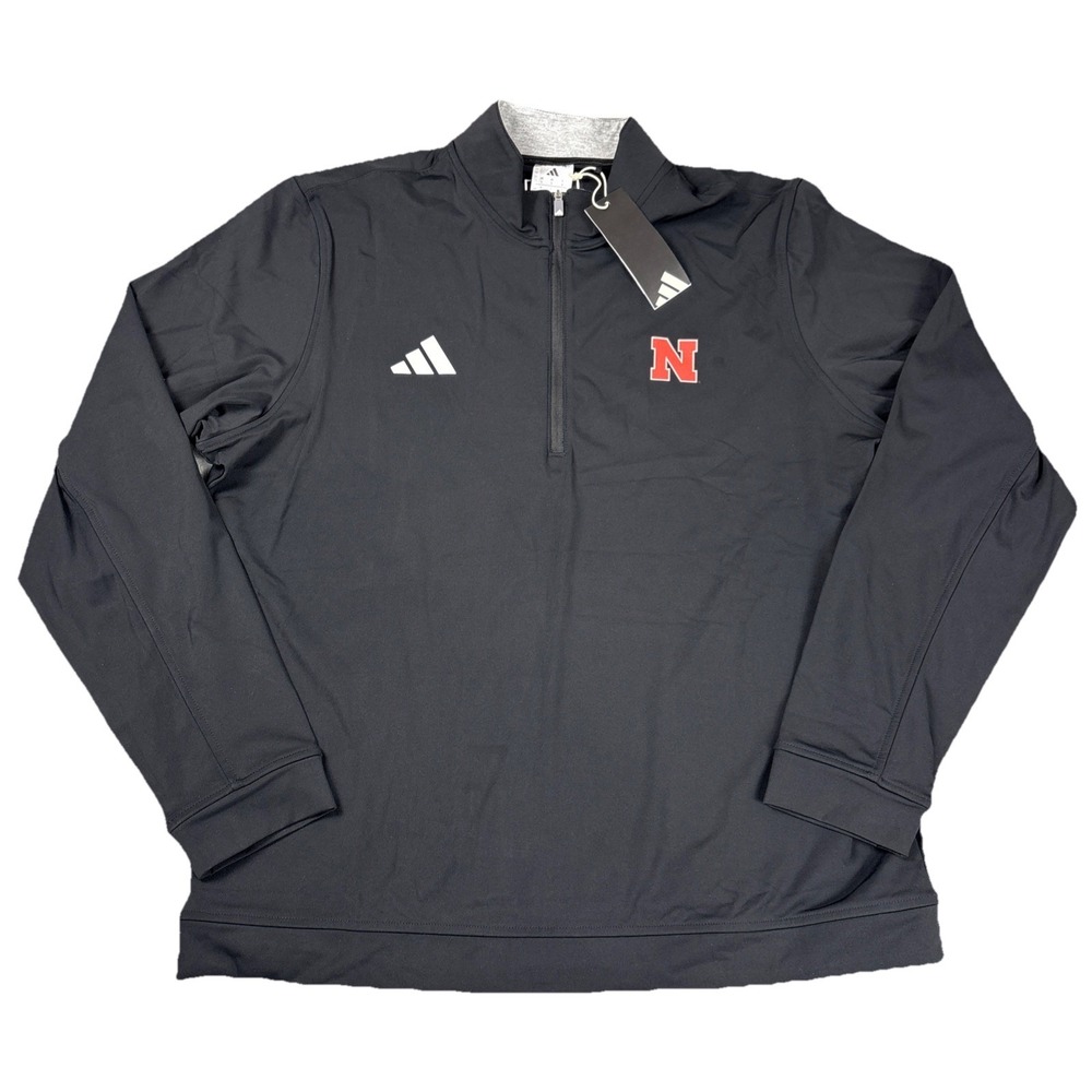 Adidas University of Nebraska Cornhuskers Men's Solid 1/4 Zip Pullover Black - L